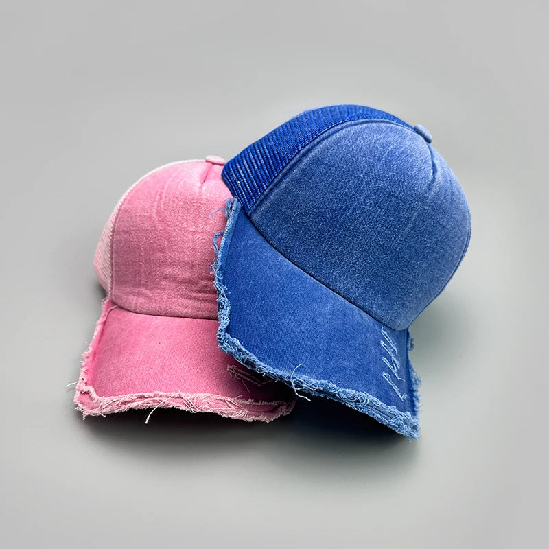 Mesh Solid Rotten Edged Baseball Hats