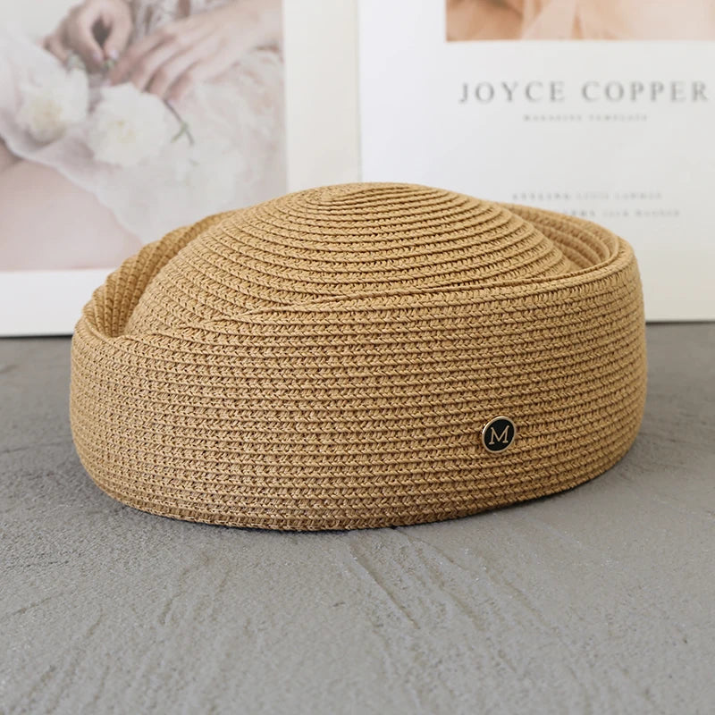 Straw Pillbox Hat Summer Beret Sun Hats