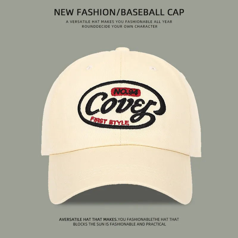 Retro Washed Cotton Embroidered Baseball Cap for Women Men