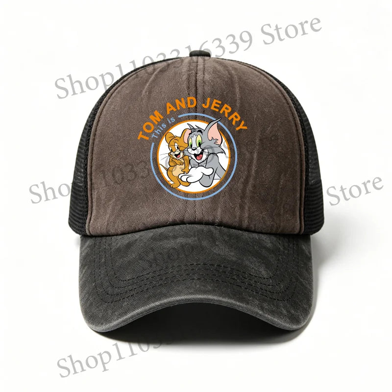 New Tom and Jerry Retro Hat Cartoon Baseball Cap Man Women Adjustable Baseball Hat Children Cute Sun Hat