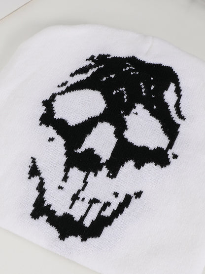 European And American Style Trendy Skull Jacquard Knitted Hat