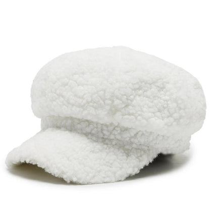 Fashion Lamb Wool Berets Women Autumn Winter Painter Hat Octagonal Cap