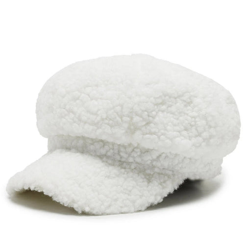 Fashion Lamb Wool Berets Women Autumn Winter Painter Hat Octagonal Cap