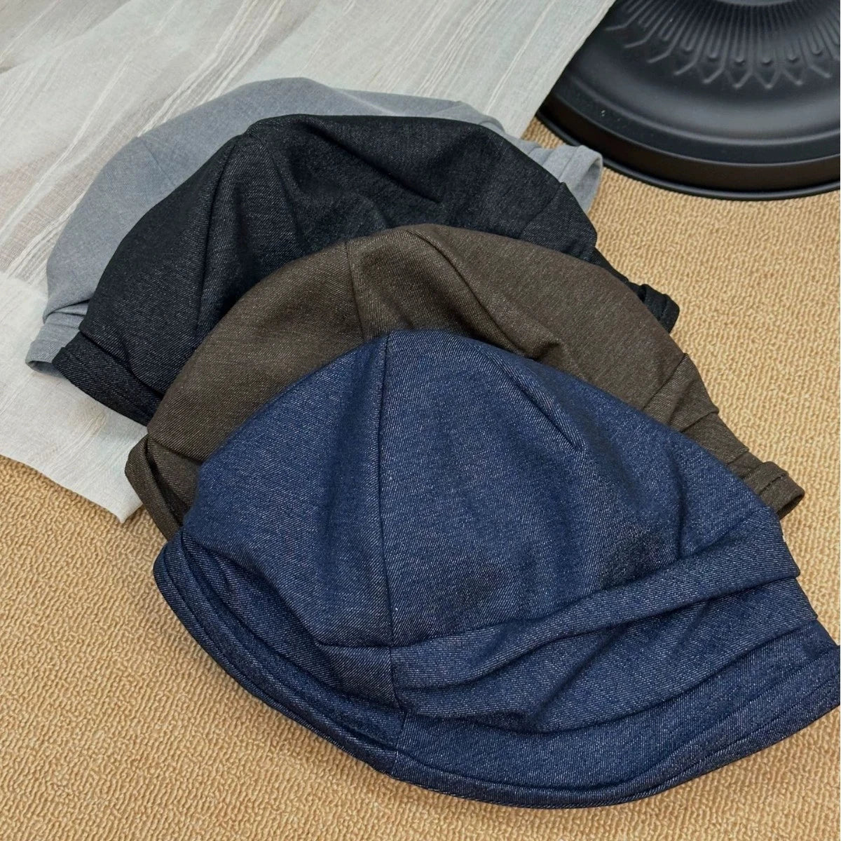 2026 New Cotton Linen Pleated Beret Hat For Women Niche Designer Retro Bucket Hat