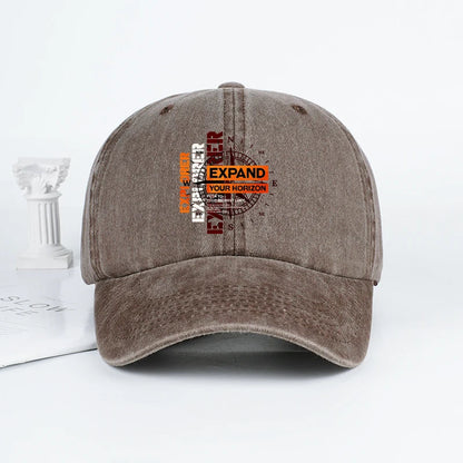 Explorer Compass Print Washed Baseball Cap