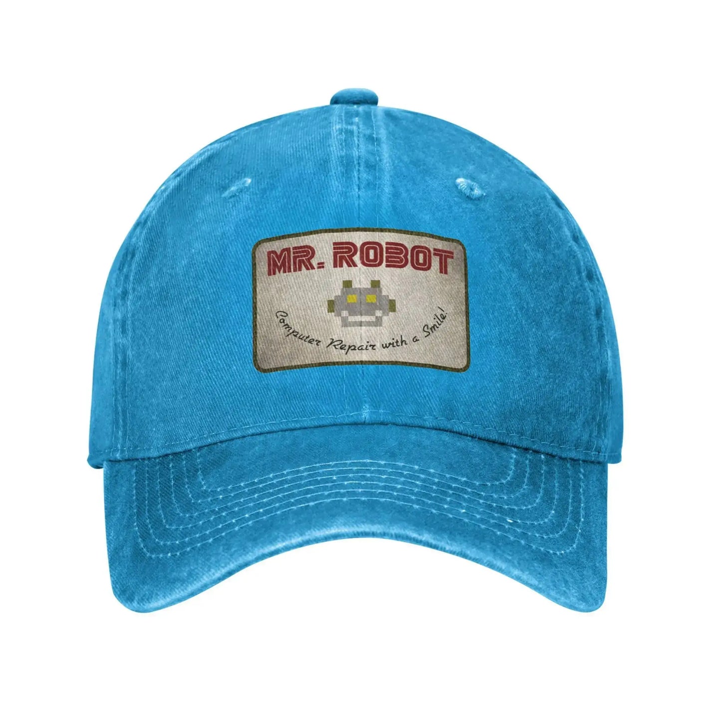 Computer With Sourires Anime Funny Mr Robot Custom Retro Cowboy Washed Baseball Caps