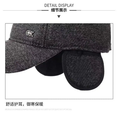 Thickened Warm Winter Hat Color Block Earflap Baseball Cap Ear Protection Adjustable Outdoor Casual Cap