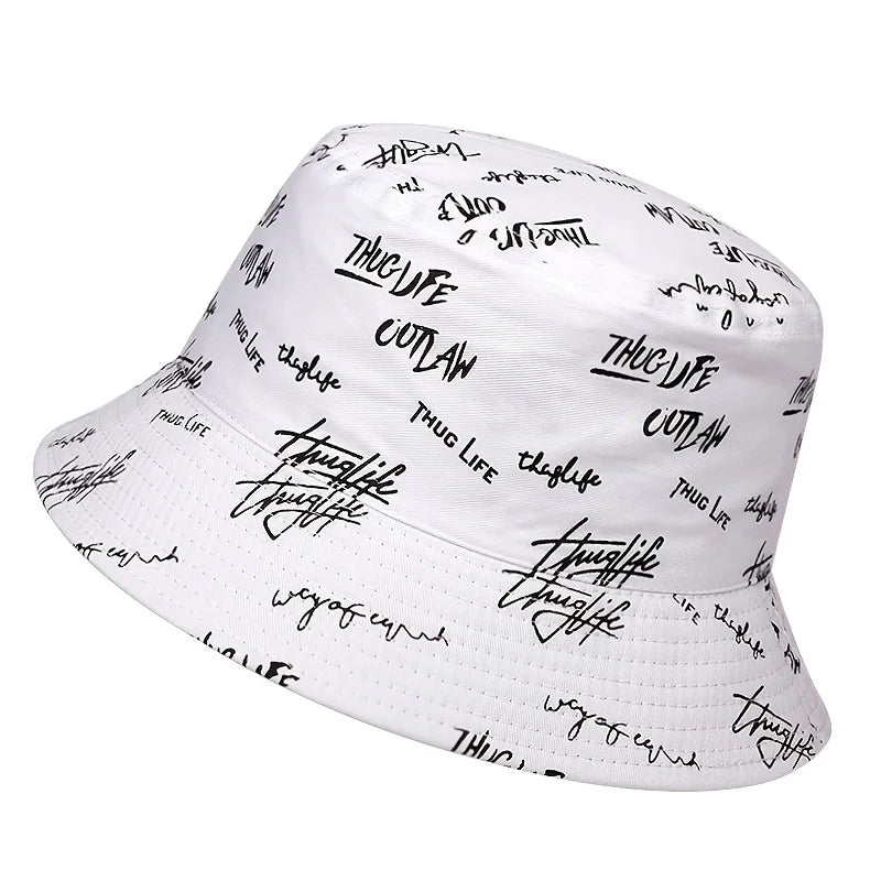 1Pc Summer Fashion Men's and Women's Outdoor Double sided Printed Sunshade Fisherman's Hat Bucket Hat