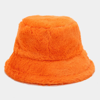 Faux Rabbit Fur Bucket Hat Lady Winter Warm Soft Panama Hat