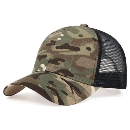 Unisex Solid Color Plaid Fabric Baseball Net Caps