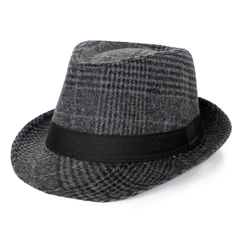 Autumn And Winter Large Plaid Hat Brushed Plaid Jazz Hat