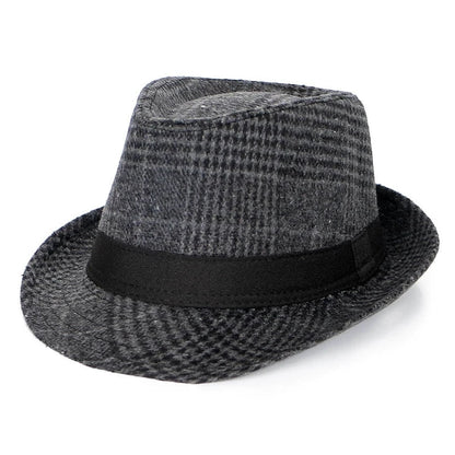 Autumn And Winter Large Plaid Hat Brushed Plaid Jazz Hat