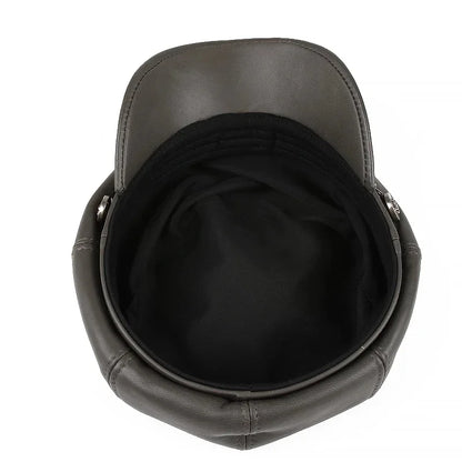 Harajuku Women Spring Octagonal Hat Female British Retro Genuine Leather Beret Caps
