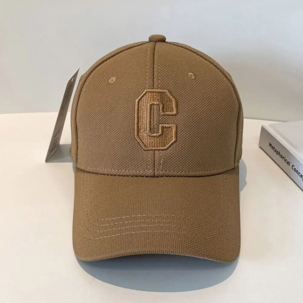 Sun Protection Adjustable Baseball Caps C Letter Embroidered Breathable Soft Top Caps