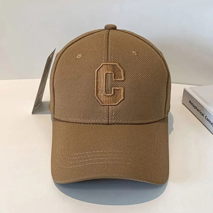 Sun Protection Adjustable Baseball Caps C Letter Embroidered Breathable Soft Top Caps