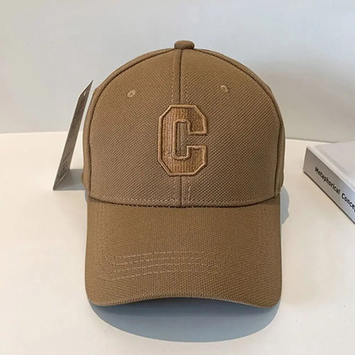 Sun Protection Adjustable Baseball Caps C Letter Embroidered Breathable Soft Top Caps