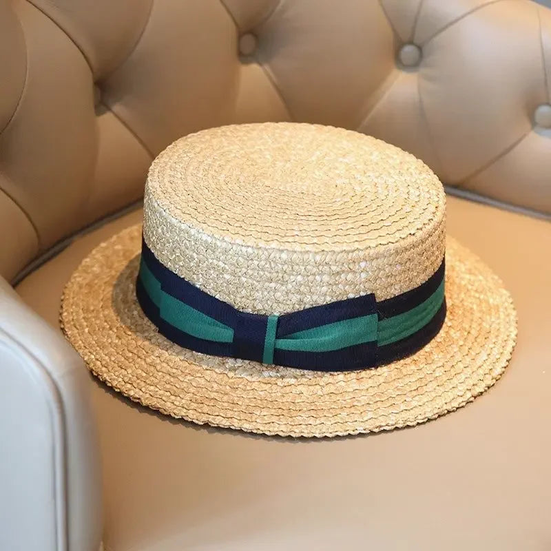 British Striped Natural Straw Hat European And American