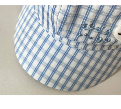 Cat Ear Plaid Newsboy Cap Y2k Aesthetic For Women Kawaii Octagonal Painter Hat Street Snap Sweet Girl Cap