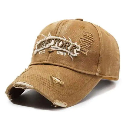 Unisex Vintage Washed Ripped Denim Baseball Cap