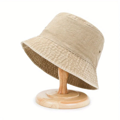 Classic Unisex Denim Bucket Hat Solid Color Washed Distressed Sun Hats