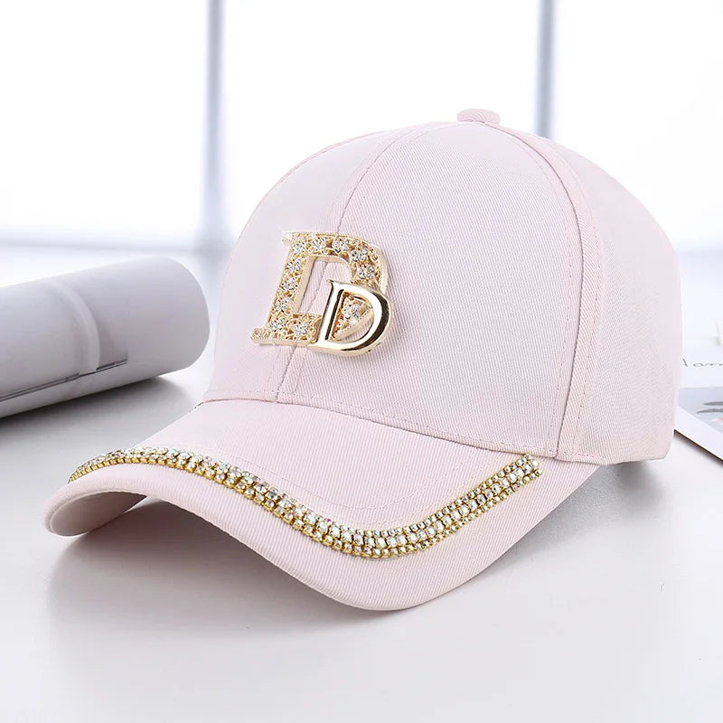 Fashion Diamond D Letter Baseball Cap For Women Summer