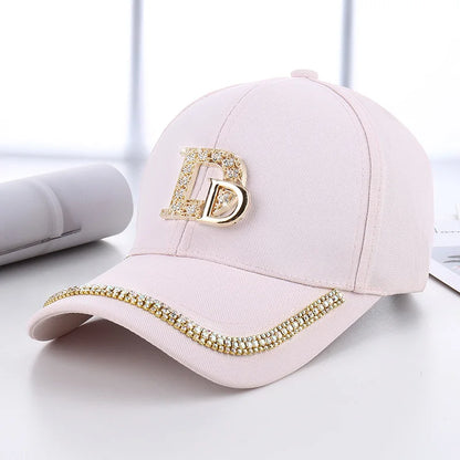 Fashion Diamond D Letter Baseball Cap For Women Summer