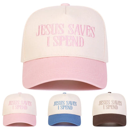 Unisex Jesus Save I Spend Letter Embroidery Baseball Caps Spring Autumn