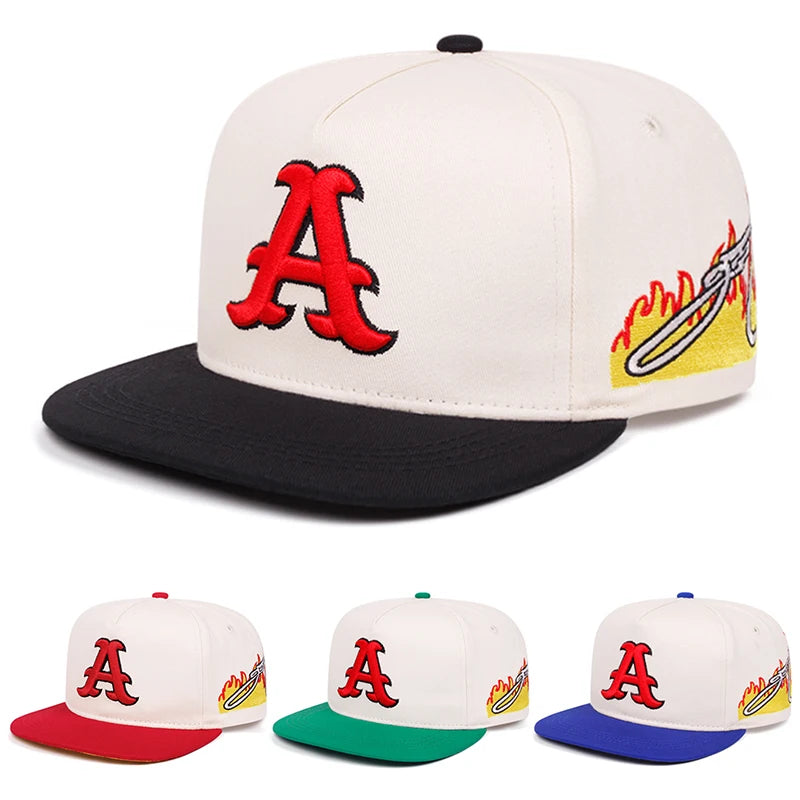 Fashionable Flat Edge Hat A Letter Embroidered Street Hip Hop Hat Outdoor Sports