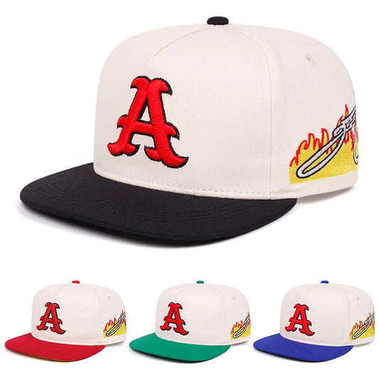 Fashionable Flat Edge Hat A Letter Embroidered Street Hip Hop Hat Outdoor Sports