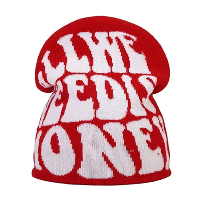 Y2K Letter Knitted Winter Autumn Beanie Cap Men Women