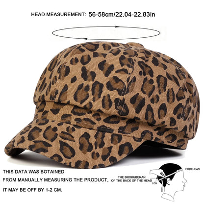 Unisex Leopard Print Personality Newsboy Hat Spring Autumn Retro Beret Hats