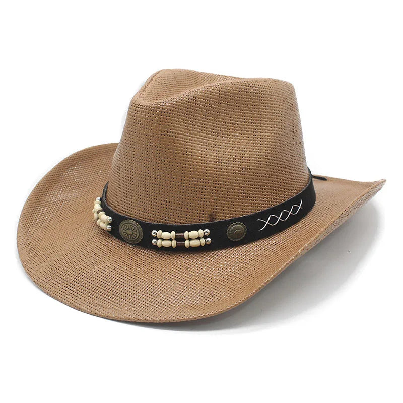 Western Spring Summer Men Women Ethnic Style Rigid Cowboy Straw Hat