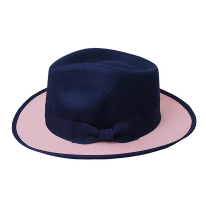 Men Women Wool Felt Fedora Hat Retro British Style Two Tone Jazz Cap