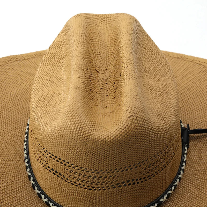 Handwoven Braided Fedora Hat - Breathable Western Cowboy & English Style