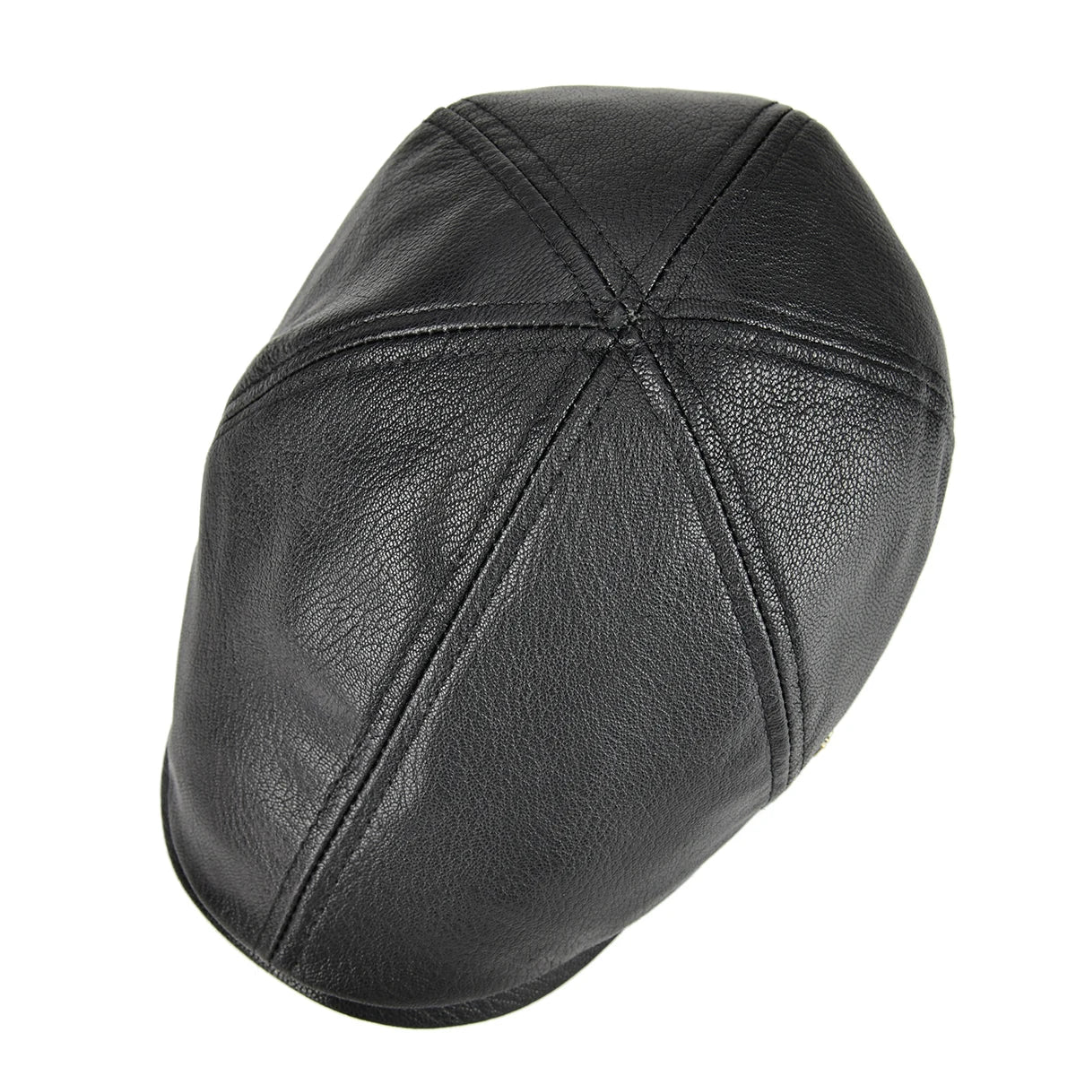 Lambskin Leather Ivy Newsboy Caps 6 Panel Cabbie Beret Hat