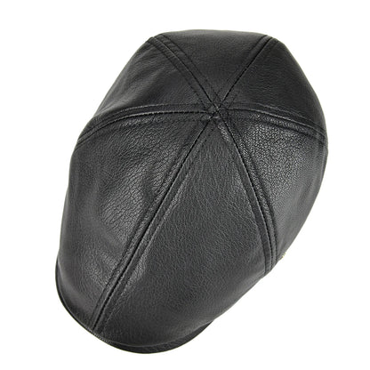Lambskin Leather Ivy Newsboy Caps 6 Panel Cabbie Beret Hat