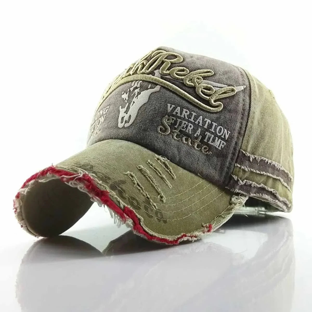 Unisex Black Rebel Letter Embroidery Wash Baseball Caps Outdoor Adjustable Casual Hats Sunscreen Hat