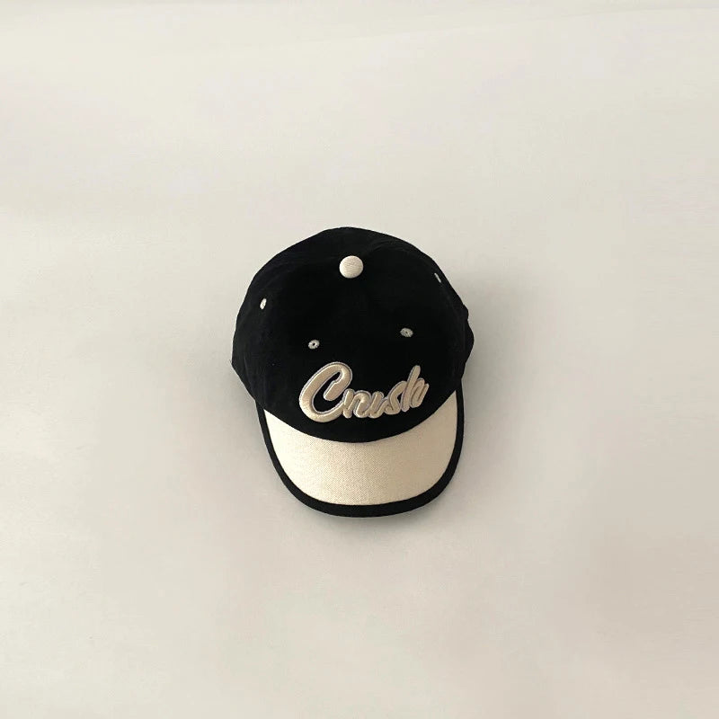 Retro Patchwork Baby Baseball Cap Letter Embroidered Peaked Cap