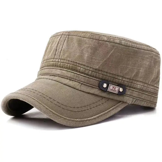 Washed Cotton Flat Top Military Cap Outdoor Fisherman Caps Women Men