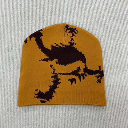 Autumn Winter Fashion Skull Pattern Jacquard Knitted Hat