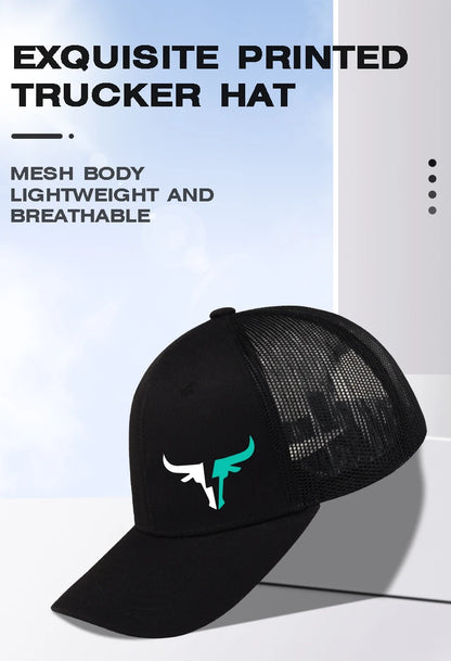 Bulls Logo Printed Mesh Cap Lightweight Breathable Adjustable Sun Hat Unisex Casual Cap