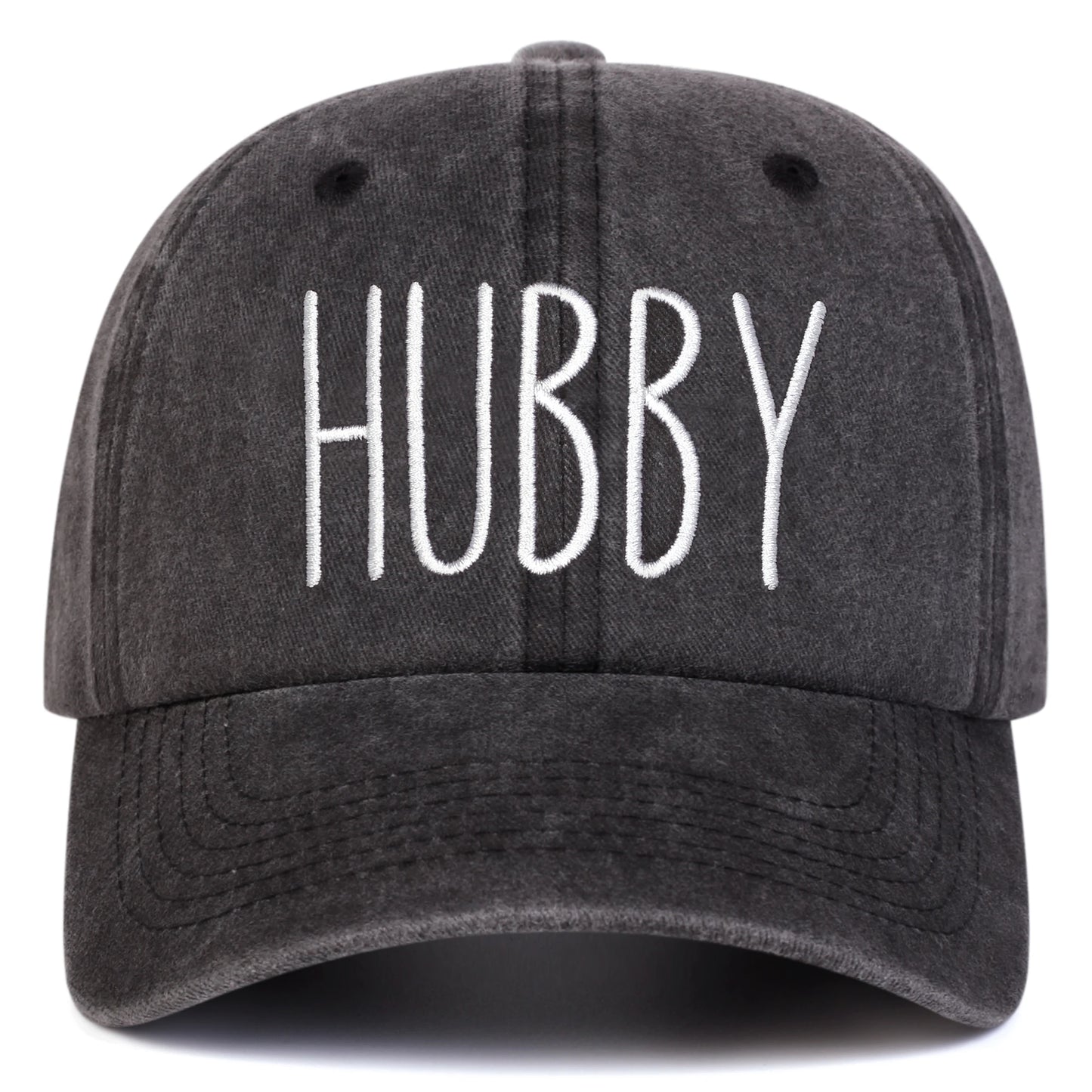 Unisex Hubby Wifey Letter Embroidery Washed Baseball Cap Spring Autumn