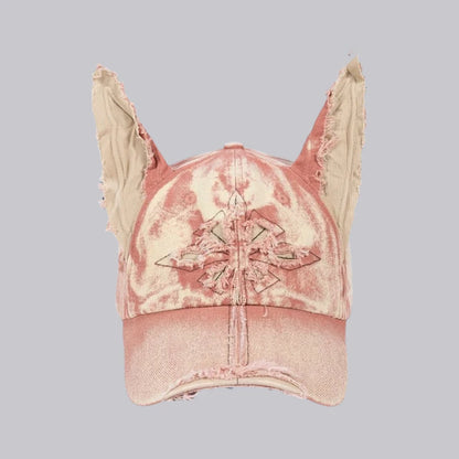 Wasteland Wind Doberman Ears Denim Baseball Cap Women's Personality Y2k
