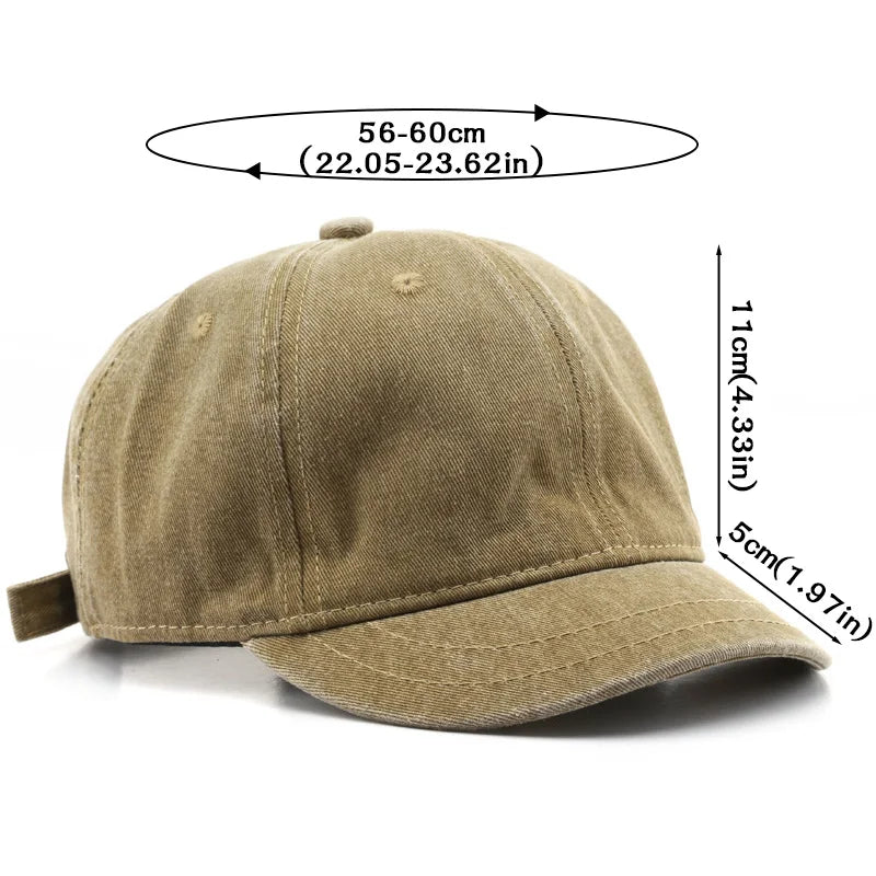 Retro Short Brim Baseball Cap Solid Color Adjustable Cotton Peaked Cap For Men Women Summer Casual Sun Hats