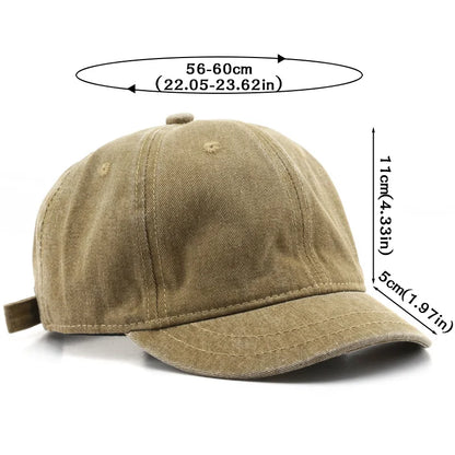 Retro Short Brim Baseball Cap Solid Color Adjustable Cotton Peaked Cap For Men Women Summer Casual Sun Hats