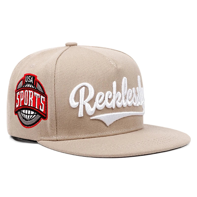 New Flat Edge Hat REEK Side USA Embroidered Outdoor Daily Leisure Decoration Sunshade Hat Unisex Hip Hop Hat