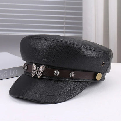 Unisex Rivet Hat Y2K Punk PU Leather Rivets Hat