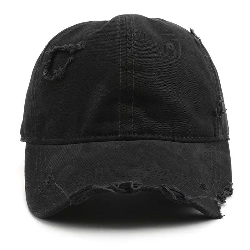 Men's Trendy Solid-Color Distressed Baseball Cap