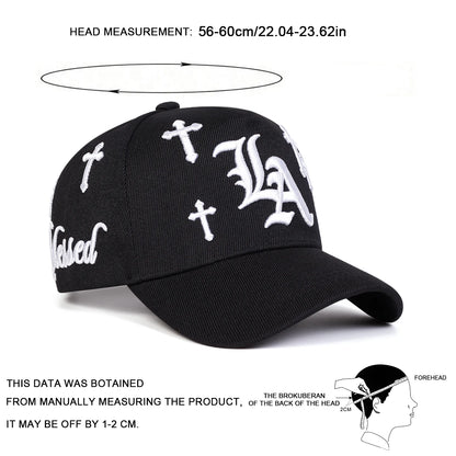 Unisex Gothic LA Cross Embroidery Baseball Caps Spring Autumn Outdoor