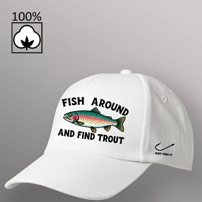 Fish Around and Find Trout Baseball Caps For Men Summer Hat Sun Protection Snapback Caps Sunshade Hat